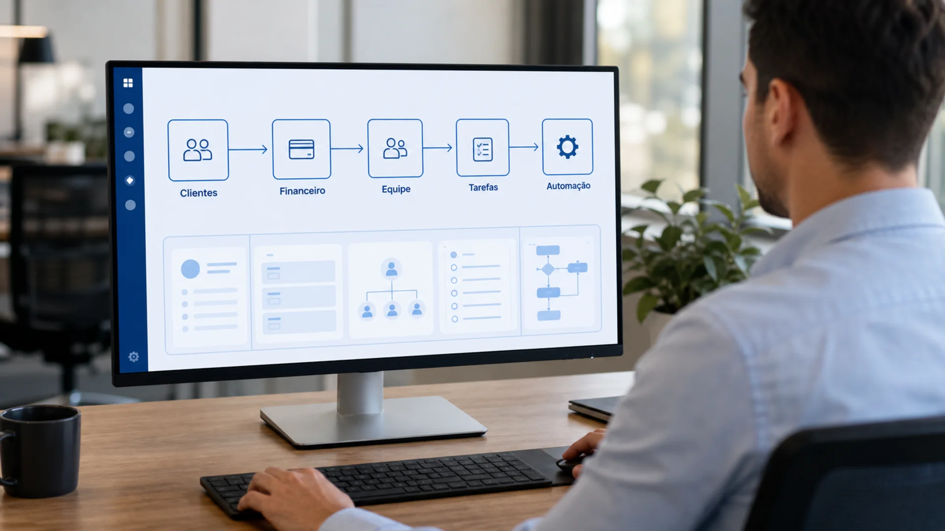 Sistema empresarial integrado no computador